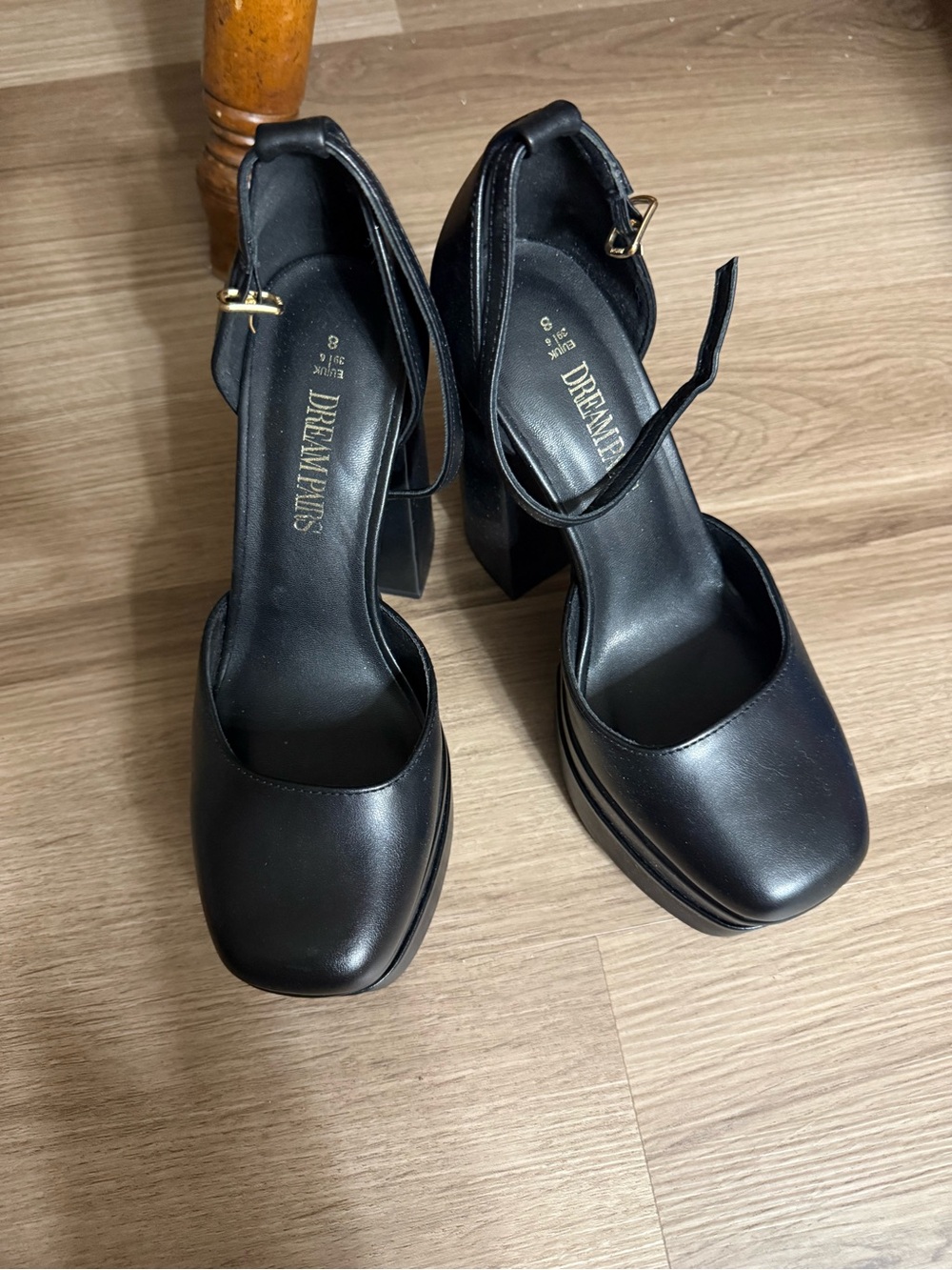 Dream Pairs Black Block Heel Mary Jane Ankle-Strap Pumps